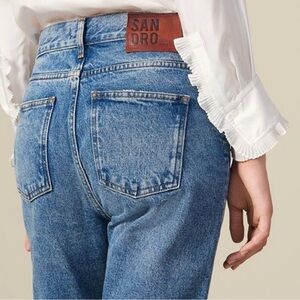 SANDRO PARIS Jen High-Rise Straight Leg Jeans in Blue Vintage